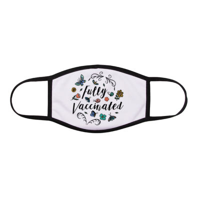 Flowers and Butterflies Fully Vaccinated - Flat Face Mask Thumbnail