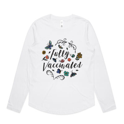 Flowers and Butterflies Fully Vaccinated - Womens Curve Longsleeve Tee Thumbnail