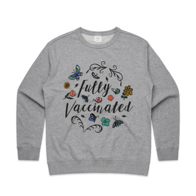 Flowers and Butterflies Fully Vaccinated - Womens Premium Crew Thumbnail