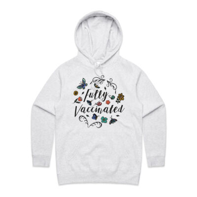 Flowers and Butterflies Fully Vaccinated - Womens Supply Hood Thumbnail
